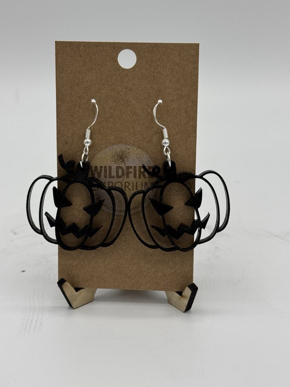 Black Acrylic Pumpkin Laser Cut Earrings